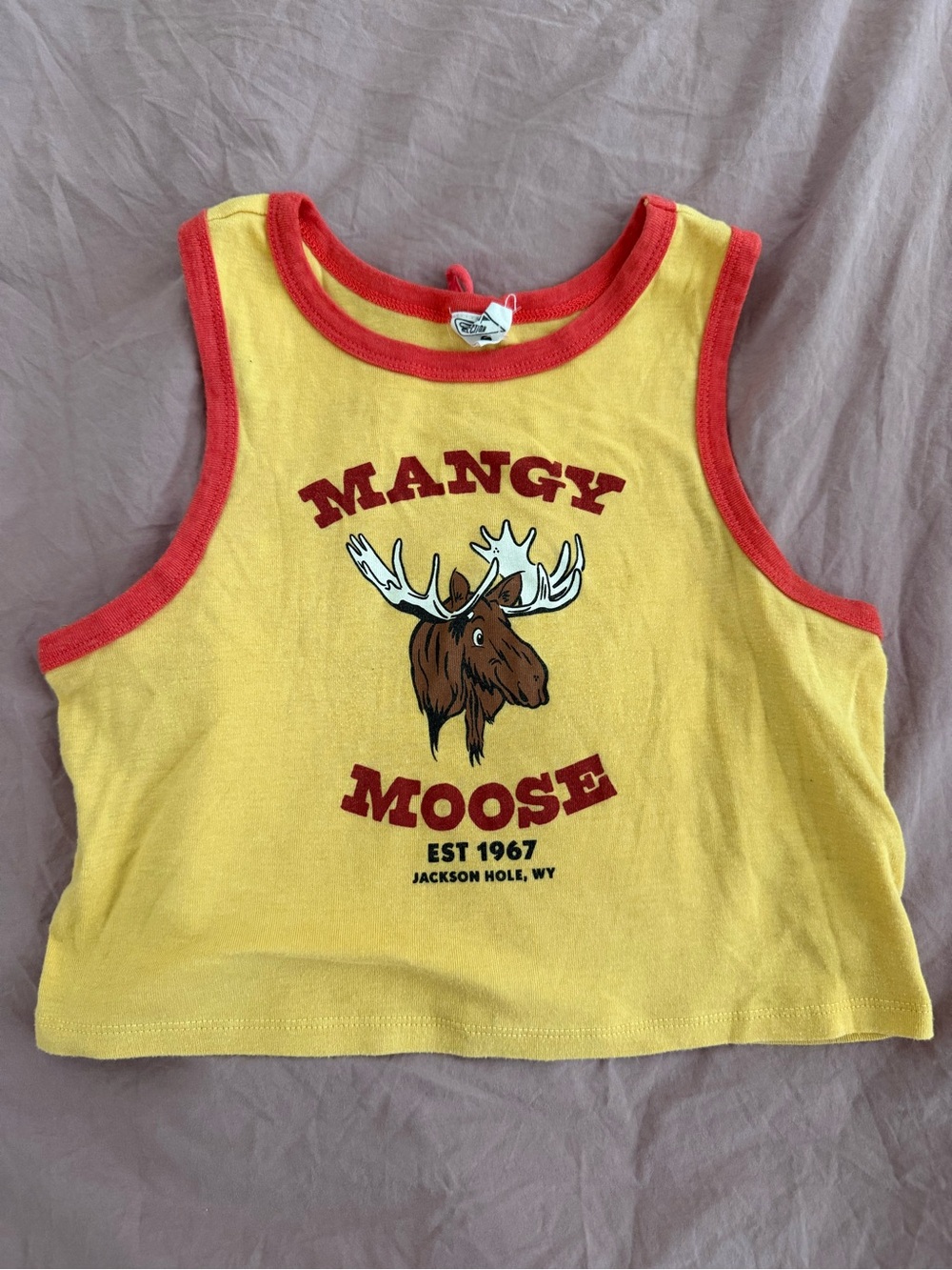 Mangy Moose jackson hole Wyoming Yellow & Red Tank Top